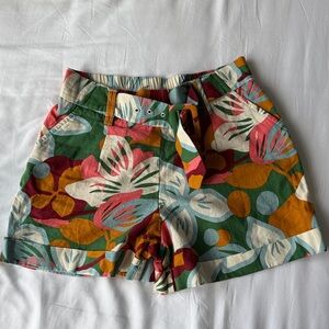 Tropical Floral High Waist Women's Shorts